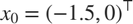 $x_0 = (-1.5, 0)^\top$